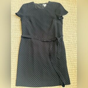 J. Crew Navy Polka Dot Midi Dress